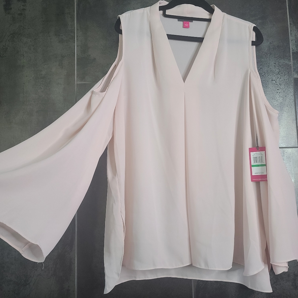 Vince Camuto Cold Shoulder Blouse Large Hush Pink
